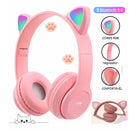 Auriculares Bluetooth Infantiles con Orejas de Gatito LED – Inalámbricos, Coloridos y Divertidos