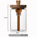 Frascos de Vidrio Herméticos con Tapa de Madera y Cuchara – Organizadores Modernos para Cocina, Café, Azúcar y Especias