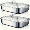 Fuente para Hornear Antiadherente con Tapa de Acero Inoxidable – Resistente al Calor, Ideal para Hornear, Asar a la Parrilla y Servir