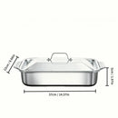 Fuente para Hornear Antiadherente con Tapa de Acero Inoxidable – Resistente al Calor, Ideal para Hornear, Asar a la Parrilla y Servir