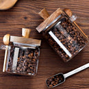 Frascos de Vidrio Herméticos con Tapa de Madera y Cuchara – Organizadores Modernos para Cocina, Café, Azúcar y Especias