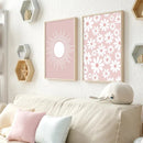 Marco Decorativo Infantil Mariposa Rosa Arcoíris Kawaii – Arte en Lienzo para Habitación de Niña