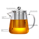 Bule de Vidrio de Borosilicato 1L con Infusor de Acero Inoxidable – Tetera Resistente al Calor para Té