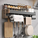 Soporte Organizador de Cocina en Aluminio – Porta Condimentos y Cuchillos Multifuncional de Pared Sin Perforacións