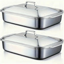 Fuente para Hornear Antiadherente con Tapa de Acero Inoxidable – Resistente al Calor, Ideal para Hornear, Asar a la Parrilla y Servir