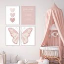 Marco Decorativo Infantil Mariposa Rosa Arcoíris Kawaii – Arte en Lienzo para Habitación de Niña