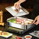 Fuente para Hornear Antiadherente con Tapa de Acero Inoxidable – Resistente al Calor, Ideal para Hornear, Asar a la Parrilla y Servir