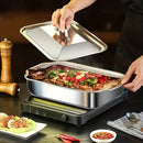 Fuente para Hornear Antiadherente con Tapa de Acero Inoxidable – Resistente al Calor, Ideal para Hornear, Asar a la Parrilla y Servir